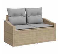 Outdoor Garden Sofa Set with Cushions, 123x62x69cm Modular Rattan Furniture, Waterproof Patio Lounge Seating for Terrace, Balcony, Backyard, Durable UV Resistant All-Weather Poly and Steel Frame