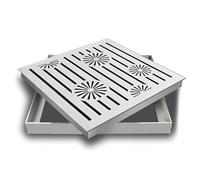 Outdoor ge Grate50 x 50 cm en acier inoxydable 304 Design double trou pour patios, allées et cours en béton Couvercle de vidange durable