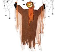 Outdoor Ghost Decoration, Halloween Spooky Display, Rotating Lighted Pumpkin Head, Eerie Sound Feature, Weather-Resistant Build, Hanging Ornament Style, Perfect for Yard, Porch, Tree, 192x122x20cm