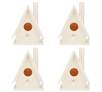 Outdoor Hanging Bird Houses 4 Pack | Wooden Nesting Box for Garden/Patio/Balcony | Safe Shelter for Wild Birds and Parrots | Decorative Birdhouse with Rope