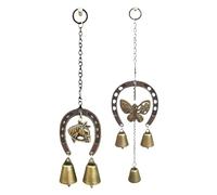 Outdoor Horse Chimes - Calming Spinner for Garden Decor | Iron Bell with Butterfly Accent, Patio Christmas Ornament, Home Yard Hanging Gift for Women Mom