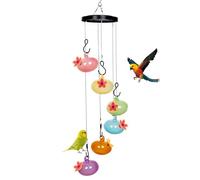 Outdoor Hummingbird Feeder - 6 Pack Drinking Wind Chime Feeders | Jays, Robins, Sparrows, Wild Bird Watching, Window Sill Feeders, Garden, Patio, Backyard, Balcony, Hanging Bird Feeder Set, Durable De