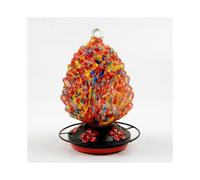 Outdoor Hummingbird Feeder, Glass Hanging Wild Bird Feeder, 34 oz, 5 Feeding Ports, Never Fade, Garden Backyard Decor, Includes Ant Pond and Hooks, Le