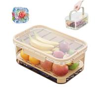 Outdoor Ice Preservation Box, Double Layer Portable Kitchen Refrigerator Storage Box, with Ice Pack & Handle for Outdoor Camping Saver Cooler for Fruits Veggies and Snacks (Khaki)