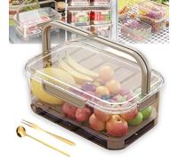 Outdoor Ice Preservation Box, Portable Snackle Box Container with Ice Pack & Handle,Clear Ice Preservation Holder with Drain Divider,for Meat,Veggies, Keep Food Cool Fresh,for Camping Picnic (Coffee)