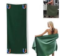 Outdoor Magnetic Bath Towel, Oversized Microfiber Bath Towels, Super Absorbent Multifunction Quick-Dry Sand-Resistant Beach Towel with Magnetic Closure, for Travel, Swimming, Yoga, Camping (Green)