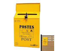 Outdoor Mailbox - Wall Mounted Steel Letter Box Waterproof Lockable Design With Keys | Home Porch Gate Courtyard Farmhouse Entrance Parcel Storage Post Delivery Secure Container Weather Resistant Meta