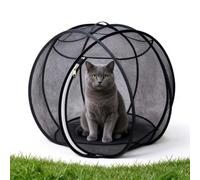 Outdoor Mesh Katzenlaufstall, Tragbarer Mesh-Ballkäfig pour Katzen (Neger) | 360 Panorama Rolling Cat Playpen Katze Hamster Ball für draußen, faltbar atmungsaktiv mit Reißverschluss, Rasen & Backyar