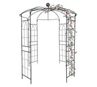 Outdoor Metal Garden Arch 81.3" x 114.2" - Powder Coated Iron Arbor, Birdcage Design Trellis for Climbing Plants, Black Metal Garden Decor