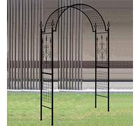 Outdoor Metal Garden Arch for Roses, European Style Black Wrought Iron Trellis, 130x230x40cm - Elegant Support Column for Climbing Plants and Flowers.