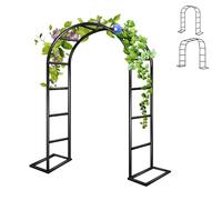 Outdoor Metal Garden Arch Trellis for Climbing Plants, Adjustable Pergola Arbor for Weddings & Parties, Black, 80 cm to 350 cm Wide x 200 cm High, Durable Steel Structure