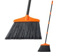Outdoor Patio Broom 135 cm Hard Bristle Garden Broom,1 x Large Indoor Folding Broom with Adjustable Long Handle,for Cleaning Floors,Garage,Gardens,Patio,Orange