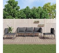 Outdoor Patio Furniture Set 5 Pieces with Cushions, Anthracite Wicker Rattan Sofa Sectional for Garden, Terrace, Balcony, All Weather Resin Wicker, Comfortable and Durable Lounge Conversation Set