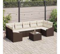 Outdoor Patio Furniture Set, Brown and Cream 3-Piece Modular Sofa Set with Glass Coffee Table, All-Weather Wicker Rattan Sectional for Garden, Terrace, Poolside, 55 x 55 x 37 cm, Durable Steel Frame