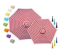 Outdoor Patio Parasol Replacement Canopy 6Ribs 8 Ribs, 2.0m 2.5m 3.0m 4.0m Waterproof Umbrella Fabric Cover, UV Protection Market Umbrella Top for Garden Pool Yard(Red and White,2.30m/6 Ribs)