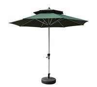 Outdoor Patio Umbrella Double Top Garden Parasol 9FT / 2.7M Market Table Umbrella with Crank & Base for Deck