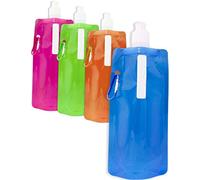 Outdoor Saxx® Lot de 4 bouteilles pliables de 500 ml, peu encombrantes, avec mousqueton, multicolores