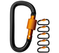 Outdoor Saxx® Lot de 5 grands mousquetons à vis en aluminium, 8 cm, noir/orange