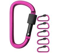 OUTDOOR SAXX Lot de 5 grands mousquetons à vis en aluminium, 8 cm, rose/noir