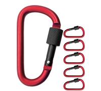OUTDOOR SAXX Lot de 5 grands mousquetons à vis en aluminium - 8 cm - Rouge/noir