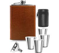 OUTDOOR SAXX Lot de 7 gobelets flasques 240 ml marron cuir dans une boîte cadeau