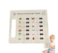 Outdoor Scavenger Hunt Board - 7.87x9.06in Wooden Nature Treasure Game, Find and Seek Camping Activity | Portable Partty Games Suitable Kids Family Backyard Park Adventure Educational Fun Exploration