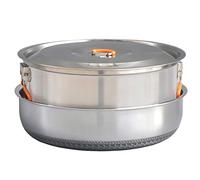 Outdoor Set Sundries Bag Large-Capacity Deepen Energy-Gathering Link Can Stainless Steel Wok Soup Cookware Set Picnic Camping Self-Driving Tour (Silver 29.5 * 28.5 * 11.5CM)