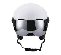Outdoor Ski Helmet - Warm Protective Shell with Goggles Included, Cold Weather Comfort, Snow Gear for Adults Youth for Resort Indoor Outdoor Sports, Durable ABS Material White Tone