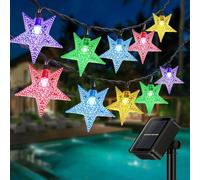 Outdoor Solar Fairy Lights,7 m 50 LED Solar Fairy Star String Light,8 Lighting Modes Waterproof Indoor Decoration for Garden,Party,Christmas Tree (Multi-Colour)