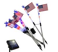 Outdoor Solar Path Lights, Flag Theme Red White Blue Garden Stake Lamps Solar Powered Decorative Yard Lighting For Walkway Patio Porch Balcony Deck Terrace Garden Decoration