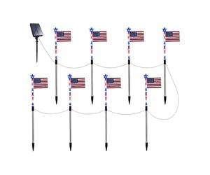 Outdoor Solar Pathway Light - Dusk To Dawn Waterproof Solar Flag Lights With 8 Lighting Modes Garden Path Lights For Yard Patio Driveway Backyard Landscape