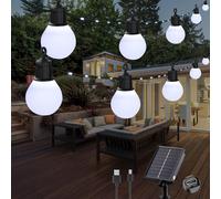 Outdoor Solar String Lights with 20 G40 Bulbs,10 m 100 LED Solar String Lights,8 Modes,Waterproof,Decoration for Garden,Patio,Balcony (White)