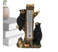 Outdoor Temperature Gauge, Double Scale Indicator, Bear Tree Weather Display, Decorative Climate Reading Ornament, with Easy Read Hanging Mount Design, for Balcony Garden Patio Backyard