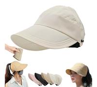 Outdoor UV Protection Hollow Top Sun Hat,Women's Wide Brim Adjustable Summer Hats,Ponytail Caps for Women (FR/ES, Alpha/Lettres, Taille Unique, Off-White)