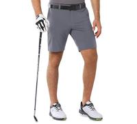 Outdoor Ventures Short de golf stretch UPF 50+ pour homme - Léger - Séchage rapide - 22,4 cm - Avec 3 supports pour t-shirt et poches - Pour le golf, gris foncé, 44