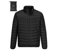 Outdoor Ventures Veste matelassée légère et chaude pour homme, doudoune automne/hiver, design de rangement de poche, imperméable, convient pour la décontractée en plein air, Noir,M