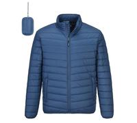 Outdoor Ventures Veste matelassée légère et chaude pour homme, doudoune automne/hiver, design de rangement de poche, imperméable, convient pour la décontractée en plein air, Bleu Marine,M