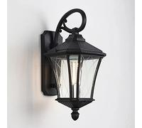 Outdoor Wall Lamp Waterproof Outdoor Wall Sconce Simple Courtyard E27 Wall Lantern With Glass Lampshade For Aisle Staircase Terrace Hotel Restaurant Living Room Balcony Wall Light (Sand Black)