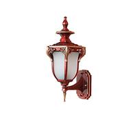 Outdoor Wall Sconce-Light E27 Retro Exterior Wall Mount Light Fixture, European Style Patio Ip54 Waterproof Lantern Wall Lamp Porch Aluminum Wall Sconce Lighting With Seeded Glass Shade/Red Bronze/18*