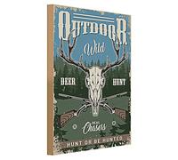 Outdoor Wild | Plaque en bois motif chasse et animaux sauvages | Parfait pour les chasseurs et les amis de la nature | Design vintage | 30 cm x 40 cm