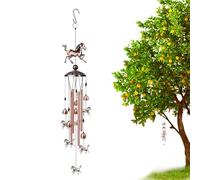 Outdoor Wind Chimes - Copper Horse Windchimes | Handmade Horse Wind Chime with 4 Tubes Bells | Decorative Chimes for Indoor Home Garden Yard Patio Pathway Gift