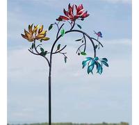 Outdoor Wind Spinner, Wind Spinner for Garden, Wind Sculptures Spinners, Dynamic 3D Windmill, with Metal Garden Stake, Gardening Plug Wind Spinners Decor for Yard, Garden, Outside (Flower)