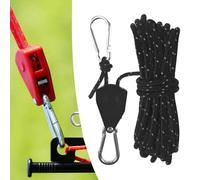 Outdoor Windproof Rope, Portable Adjustable Windproof Fix Camping Rope, Retractable Heavy Duty Ratchet Tie Down Straps with Pulley, Adjustable Rope Pulley System for Outdoor Activities (Black,6mm*5M)