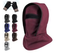 Outdoor Winter Warm Hat Neckband Integrated Cycling Mask, Unisex All-in-One Protection Windproof Neck Mask, Sports Ski (Red)