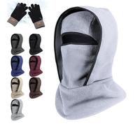 Outdoor Winter Warm Hat Neckband Integrated Cycling Mask, Unisex All-in-One Protection Windproof Neck Mask, Sports Ski (Light Gray)