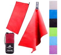 Outdoor World Serviette de Bain en Microfibre séchage Rapide, compacte, Ultra légère pour Natation, randonnée, Camping, Yoga, Sport 180 x 90cm (Rouge, X-Large)