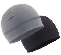 OutdoorEssentials 2X Bonnet sous Casque - Bonnet Fin pour Femme et Homme - Bonnet sous Casque pour l'hiver - Bonnet Sportif Léger - sous Casque de Velo et Running - Noir et Gris