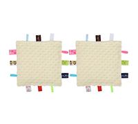 outdoorm 2 pièces Couverture de sécurité pour bébé Serviette Douce et apaisante Serviette en Peluche réconfortante pour bébé (Beige)
