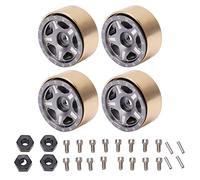 outdoorm 4 pièces moyeux de verrouillage de perle RC moyeux de pneus de véhicule RC en alliage d'aluminium en laiton pour SCX24 1/24 (De couleur)