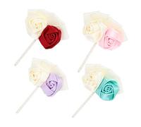 outdoorm 4Pcs Mode Homme Mâle Ruban Rose Fleur Boutonnière Broche Décor pour Anniversaire Cadeaux d'anniversaire